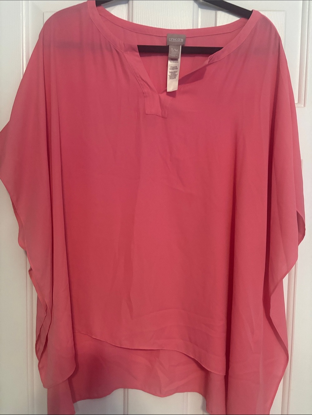 Chico’s Coral Pink V-Neck Flowing Tunic Top